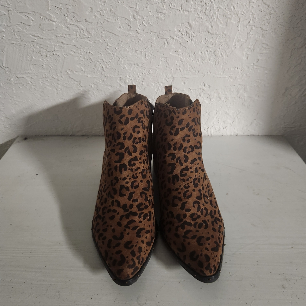 Bar III Gatlin Leopard Print Ankle Boots | Almond Toe BLeopard Print Ankle Boots